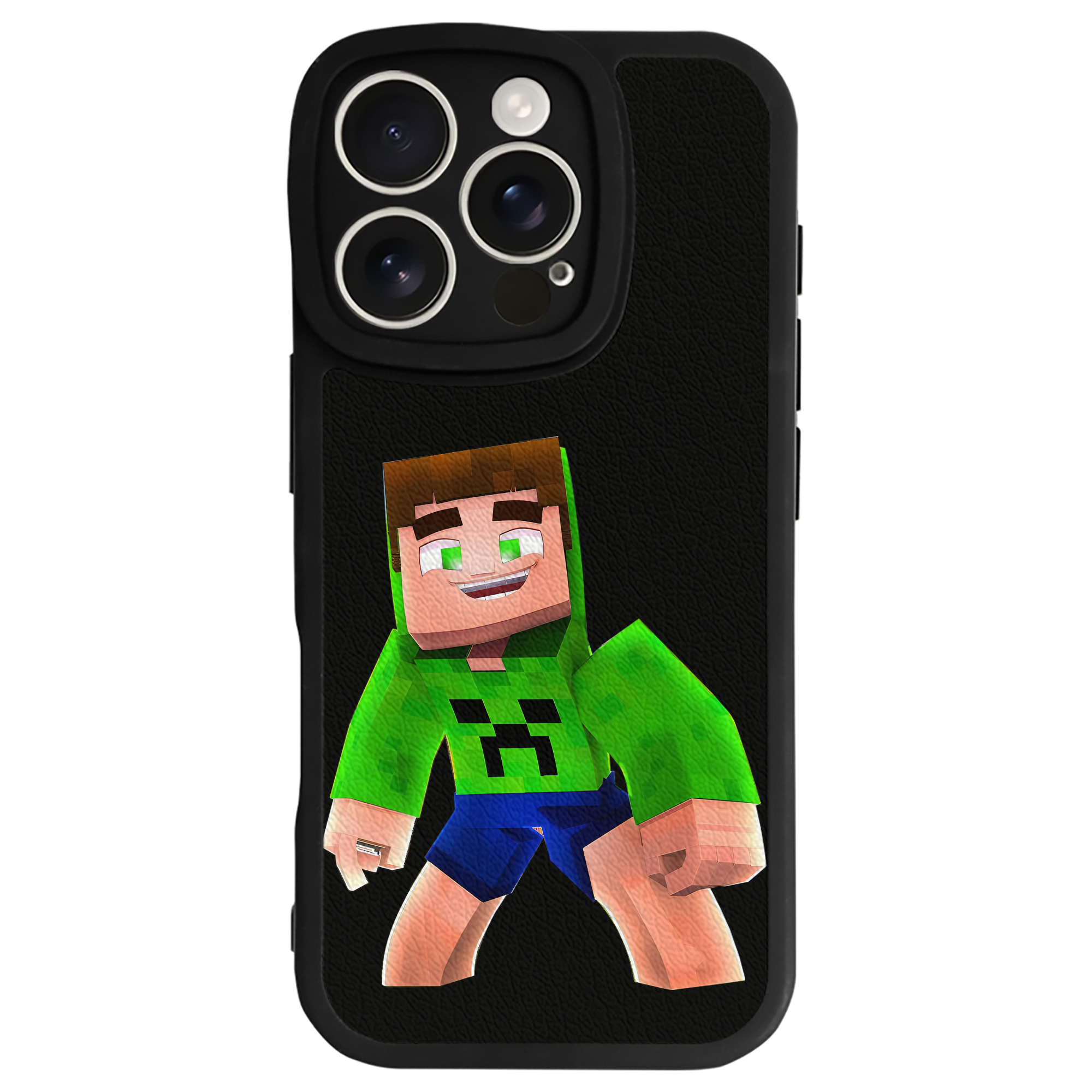 （画像用） マインクラフト ブロックの世界 Minecraft MC Block world 【iPhone 16シリーズ対応】シリコンスマホケース（レザー調） 材質：シリコン